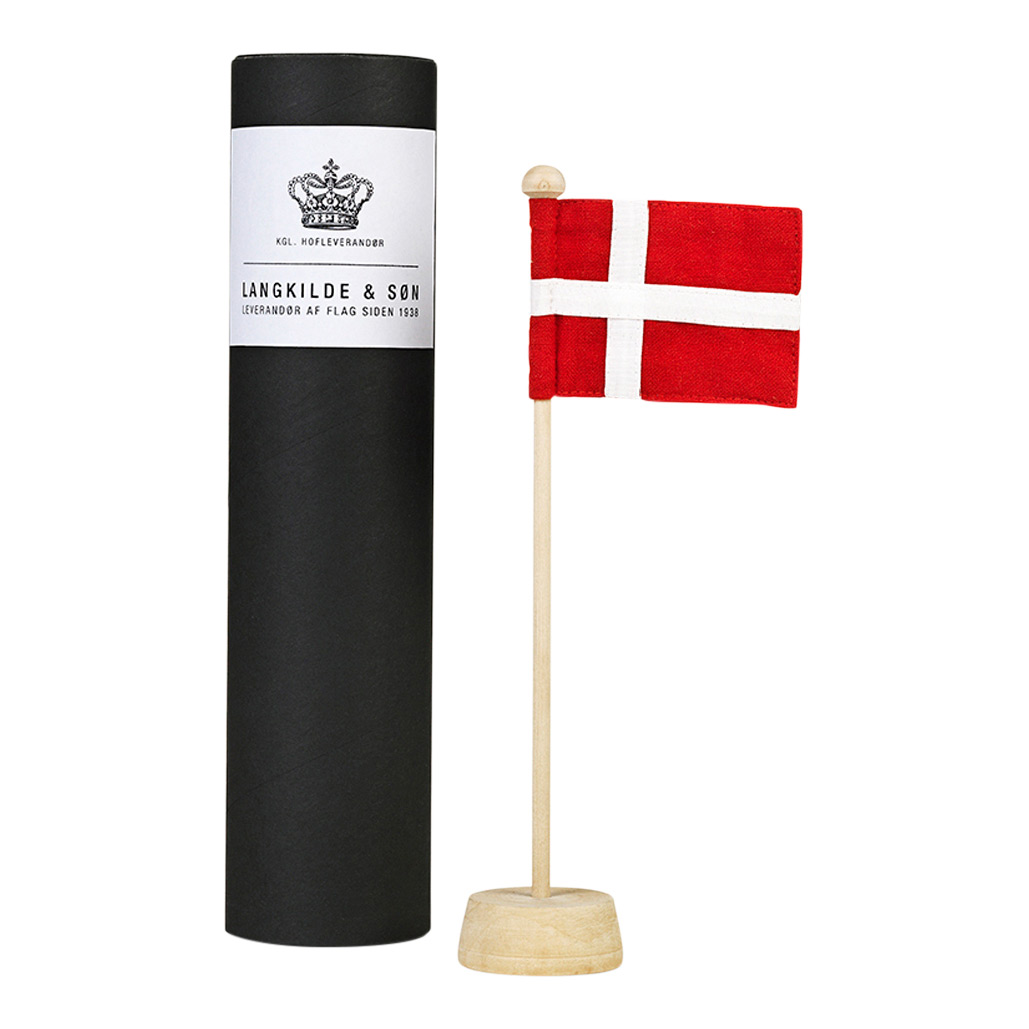 Bordflagstang I Træ Med Dannebrogsflag - Bordflag Fra Langkilde & Søn